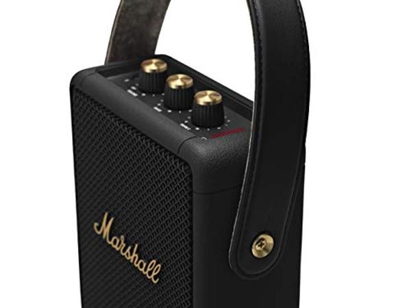 Marshall Stockwell II Portable Bluetooth Speaker, Black and Brass