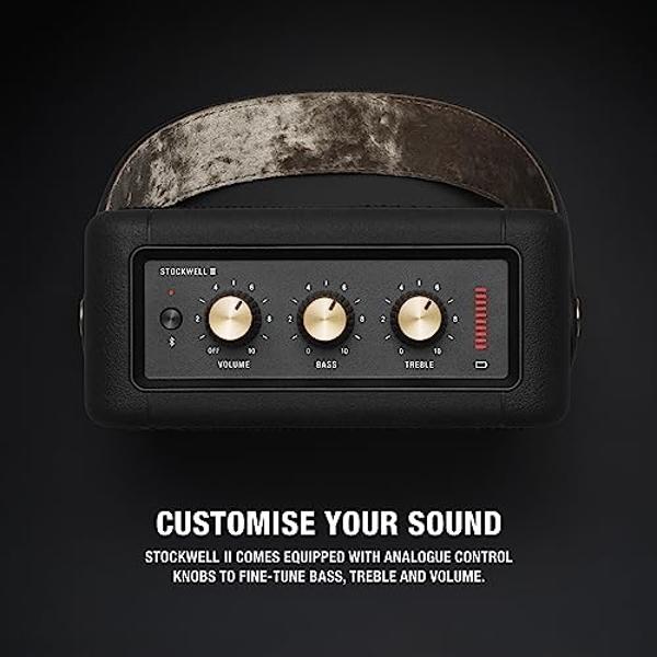 Marshall Stockwell II Portable Bluetooth Speaker, Black and Brass