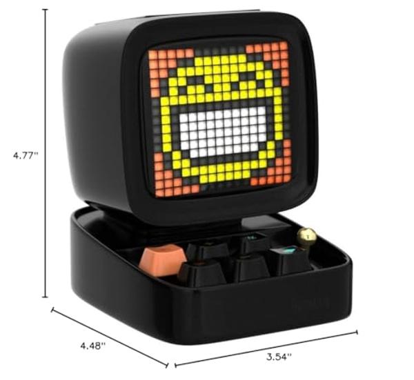 Divoom Ditoo Retro Pixel Art Game Bluetooth Speaker with 16X16 LED App Controlled Front Screen (Black)
