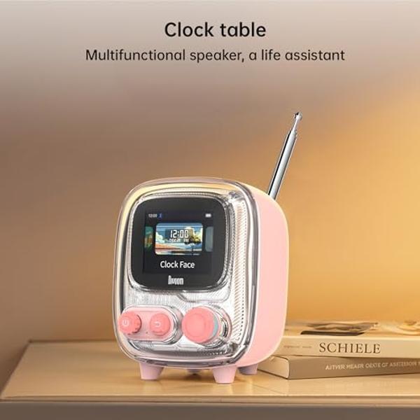 Divoom Tiivoo-2 Retro Bluetooth Speaker with FM Radio,Pixel Art Portable Mini Cute Wireless Small Speaker,Vintage Decor Suitble for Party Office Desk Home Bedroom Kitchen,Gifts for