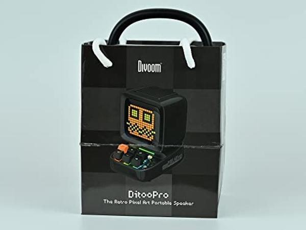 Divoom Ditoo Retro Pixel Art Game Bluetooth Speaker with 16X16 LED App Controlled Front Screen (Black)