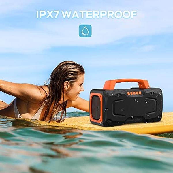 BUGANI Bluetooth Speaker, 80W Powerful Portable Wireless Speaker IPX7 Waterproof Speaker, Outdoor Loud Speaker with Handle 24H Playtime, Support Microphone AUX USB Suitable for Par
