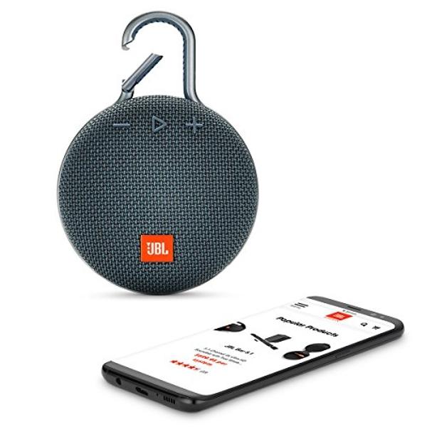 JBL Clip 3, Blue - Waterproof, Durable & Portable Bluetooth Speaker - Up to 10 Hours of Play - Includes Noise-Cancelling Speakerphone & Wireless Streaming