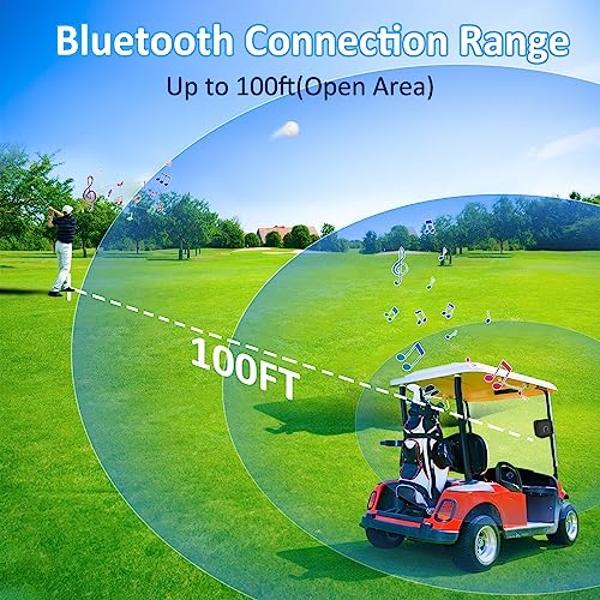 Golf Cart Bluetooth Speaker Magnetic Portable Wireless Speaker with Loud Stereo Sound Bass Boost 20 Hours Play IPX7 Waterproof TWS & SD Card Function Golf Cart Accessories Golf Gif