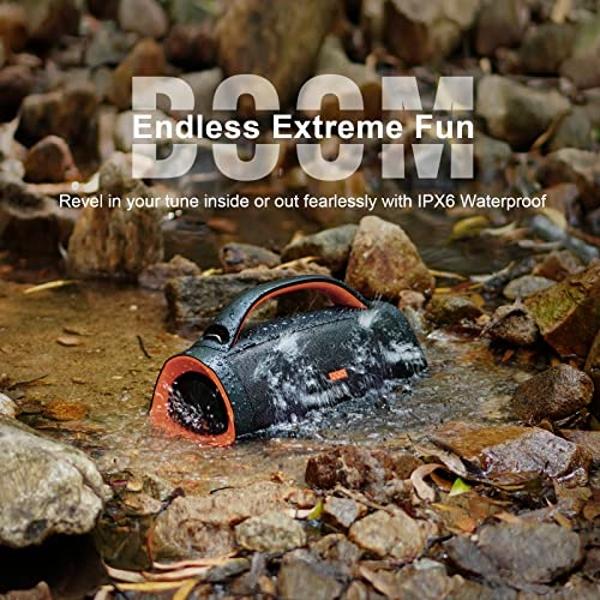 DOSS Extreme Boom Pro Bluetooth Speaker with 100W Stereo Sound, Rich Bass, IPX6 Waterproof, 20H Playtime, Power Bank, Mixed Color Light, Portable for Outdoor, Camping, Beach - Oran