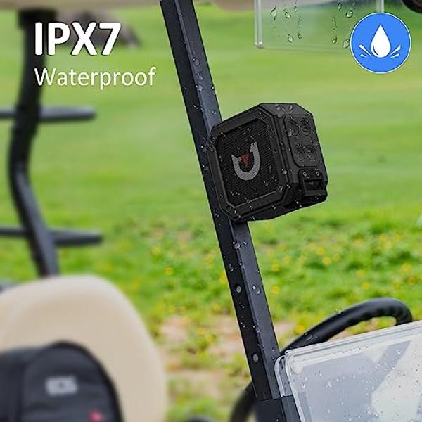 Golf Cart Bluetooth Speaker Magnetic Portable Wireless Speaker with Loud Stereo Sound Bass Boost 20 Hours Play IPX7 Waterproof TWS & SD Card Function Golf Cart Accessories Golf Gif