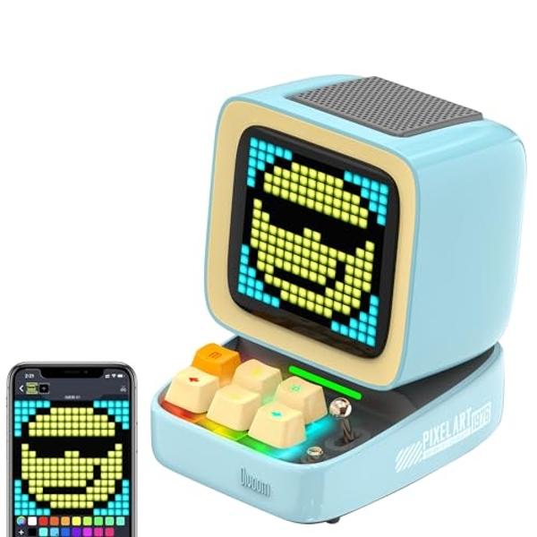 Divoom Ditoo Retro Pixel Art Game Bluetooth Speaker with 16X16 LED App Controlled Front Screen (Blue) …