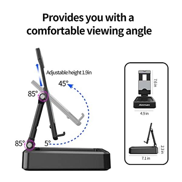 JTEMAN Tablet Stand Adjustable with Bluetooth Speakers,Kitchen Gadgets,Gifts for Women Men,Wireless Bluetooth Speaker Tablet Holder,Desk Mic Charging Sation Compatible with Phones 