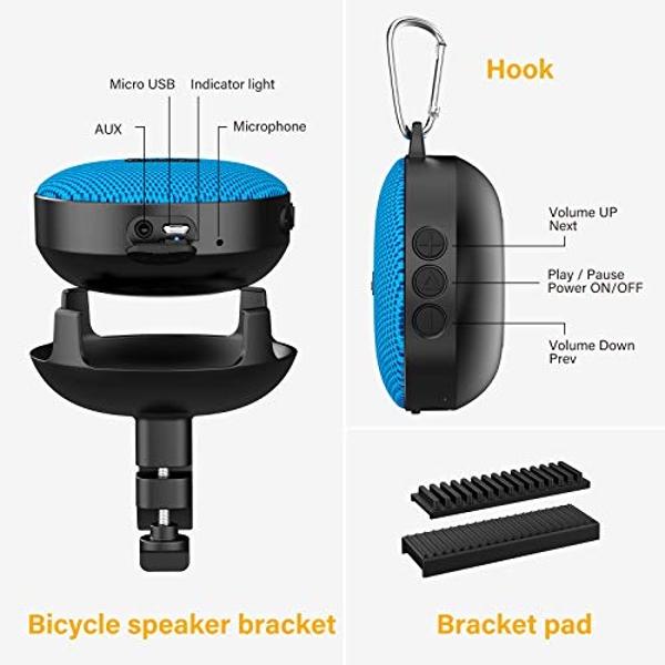 Onforu Bike Bluetooth Speaker with Bicycle Mount, Portable Wireless Shower Travel Speakers with Loud Sound, Bluetooth 5.0, IP65 Waterproof Mini Outdoor Speaker for Riding, Hiking a