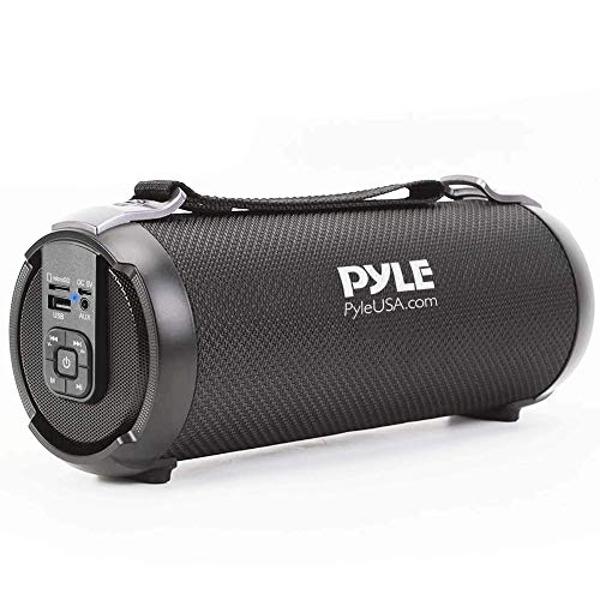 Pyle Wireless Portable Bluetooth Boombox Speaker – Rechargeable Music Barrel with AUX Input, USB/SD/MP3 Playback, FM Radio, 2.5" Tweeter – Loud Stereo Sound for Travel, Parties, Ou