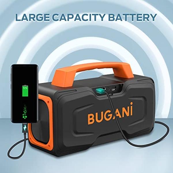 BUGANI Bluetooth Speaker, 80W Powerful Portable Wireless Speaker IPX7 Waterproof Speaker, Outdoor Loud Speaker with Handle 24H Playtime, Support Microphone AUX USB Suitable for Par