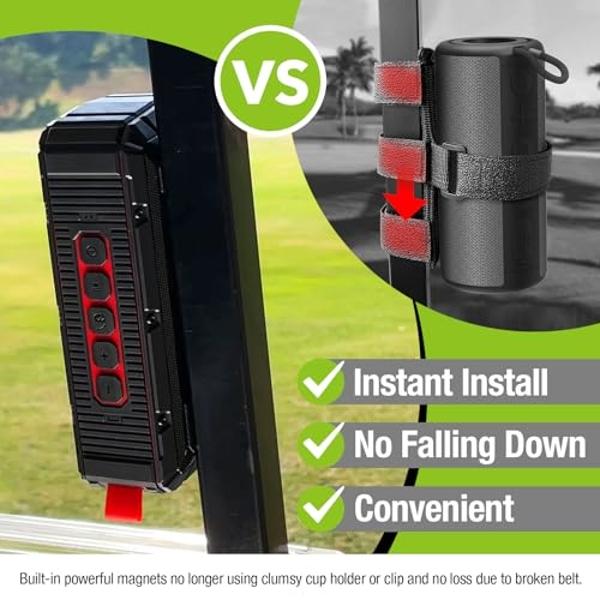 Pro Portable Magnetic Bluetooth Speaker - Wireless Waterproof IPX6/Shockproof - 3rd Gen Magnetic Speaker for Golf Cart - 24 Hr Playtime - TWS & SD Card Function + Case