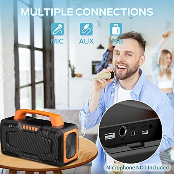 BUGANI Bluetooth Speaker, 80W Powerful Portable Wireless Speaker IPX7 Waterproof Speaker, Outdoor Loud Speaker with Handle 24H Playtime, Support Microphone AUX USB Suitable for Par