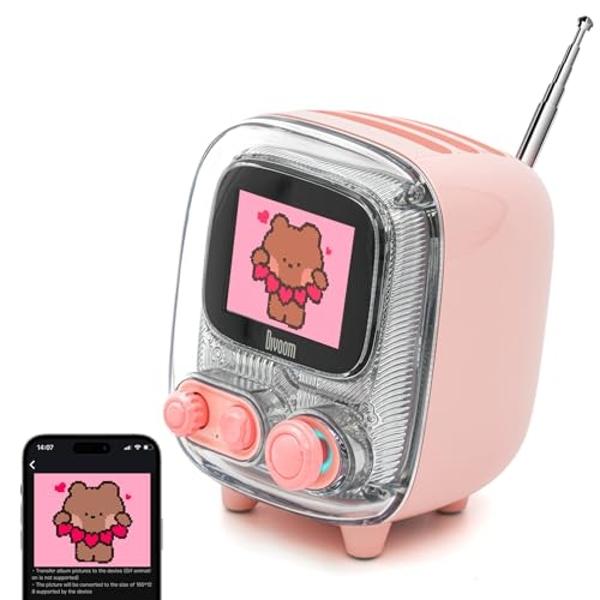 Divoom Tiivoo-2 Retro Bluetooth Speaker with FM Radio,Pixel Art Portable Mini Cute Wireless Small Speaker,Vintage Decor Suitble for Party Office Desk Home Bedroom Kitchen,Gifts for