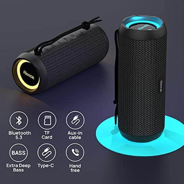 DOSS Extreme Boom Pro Bluetooth Speaker with 100W Stereo Sound, Rich Bass, IPX6 Waterproof, 20H Playtime, Power Bank, Mixed Color Light, Portable for Outdoor, Camping, Beach - Oran
