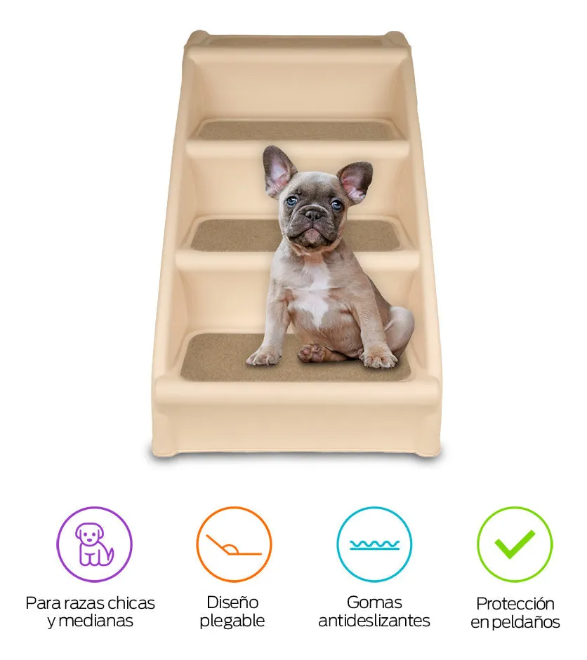 Escalera Plegable para Perro Con Patas Antideslizantes Rampa para Perro Gato y Mascotas con Escalones Antideslizantes para Sofa Cama o Auto para Interiores y Exteriores 49 cm de Altura
