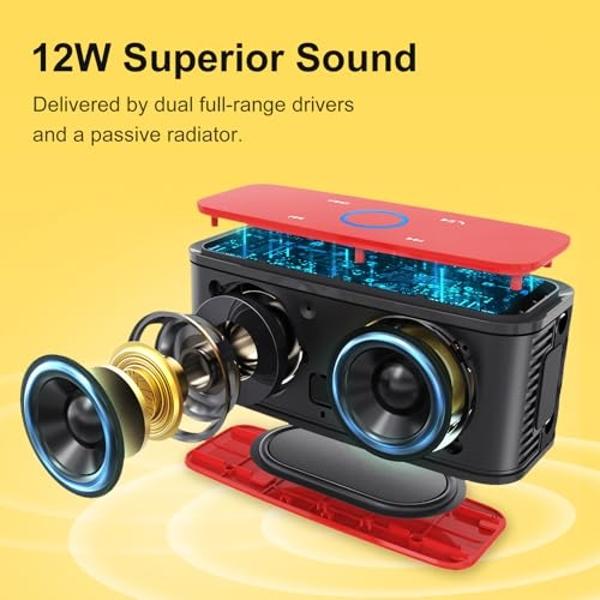 DOSS Extreme Boom Pro Bluetooth Speaker with 100W Stereo Sound, Rich Bass, IPX6 Waterproof, 20H Playtime, Power Bank, Mixed Color Light, Portable for Outdoor, Camping, Beach - Oran