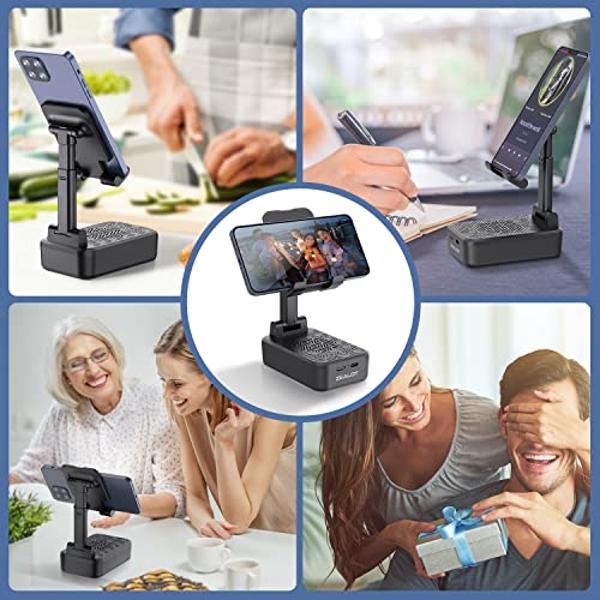 ZEALOT Cell Phone Stand with Wireless Bluetooth Speaker, Phone Holder and Induction Speaker with Non-Slip Base Compatible with iPhone/ipad/Samsung Galaxy,Gifts for Women
