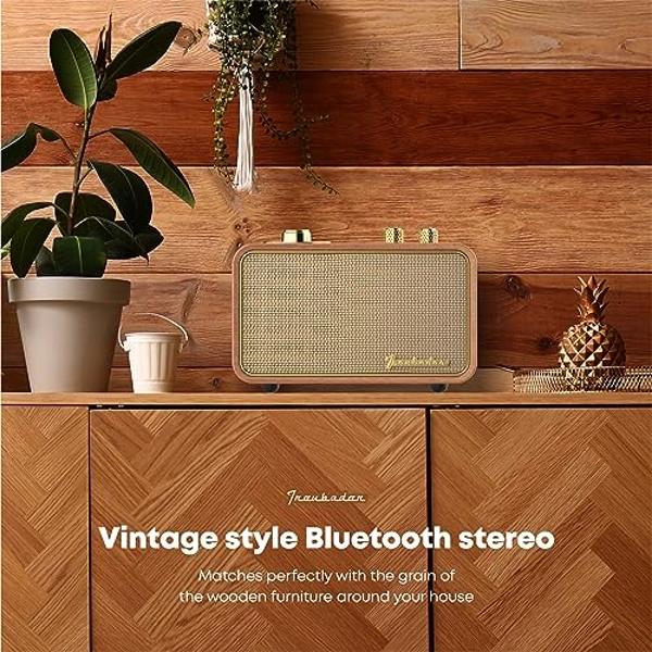 Trenbader Retro Bluetooth Speaker, Wireless Speaker Walnut Wooden Am/Fm Radio with Bluetooth Connection, Electronic for Home, Vintage Birthday Gift Small Vintage Room Decor Party T