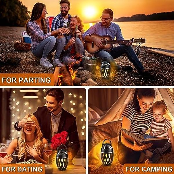 Xpoovv Outdoor Speakers Bluetooth Waterproof,Gifts for Men Women Dad Father,LED Flame Speaker Portable Bluetooth Speakers with Stakes/Poles/Hook Loud Sound 24H Playtime for Patio/P