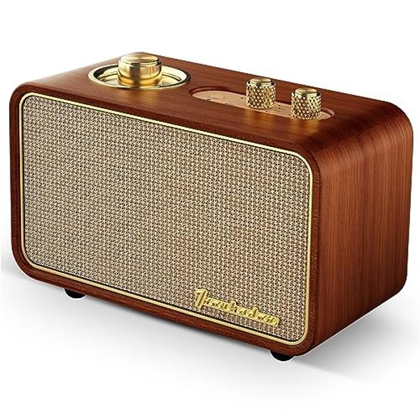 Trenbader Retro Bluetooth Speaker, Wireless Speaker Walnut Wooden Am/Fm Radio with Bluetooth Connection, Electronic for Home, Vintage Birthday Gift Small Vintage Room Decor Party T