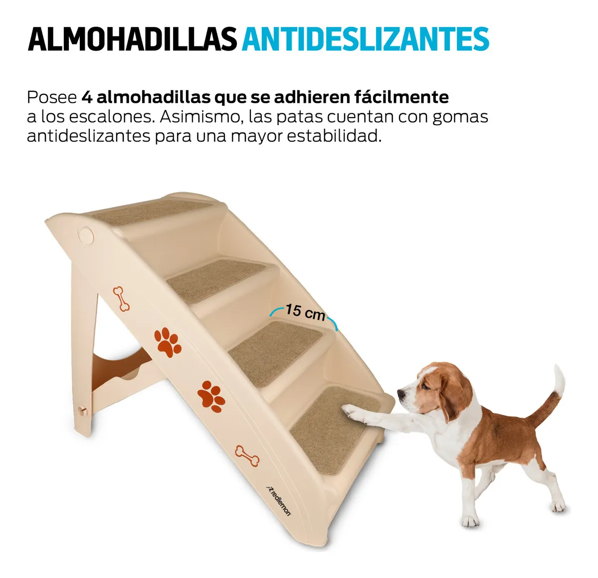 Escalera Plegable para Perro Con Patas Antideslizantes Rampa para Perro Gato y Mascotas con Escalones Antideslizantes para Sofa Cama o Auto para Interiores y Exteriores 49 cm de Altura