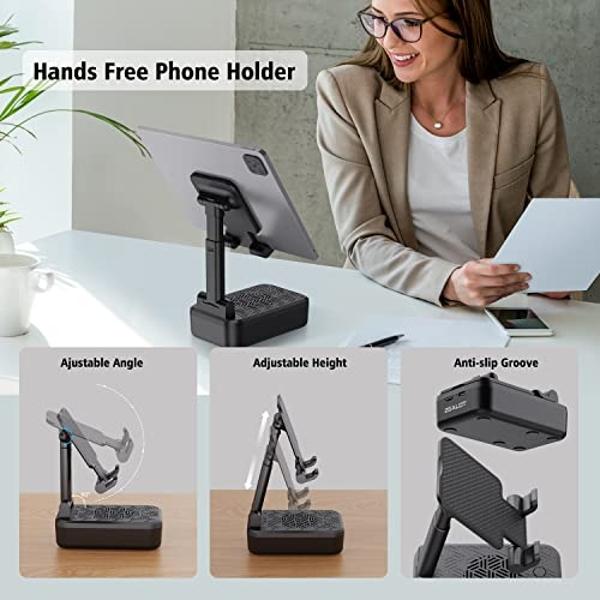 ZEALOT Cell Phone Stand with Wireless Bluetooth Speaker, Phone Holder and Induction Speaker with Non-Slip Base Compatible with iPhone/ipad/Samsung Galaxy,Gifts for Women