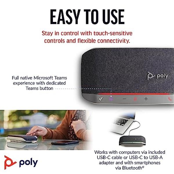 Poly Sync 20 USB-C Personal Portable Smart Speakerphone (Plantronics) – Long Battery Life – Noise/Echo Reduction -Works w/Teams (Certified), Zoom, PC, Mac, Mobile – Amazon Exclusiv