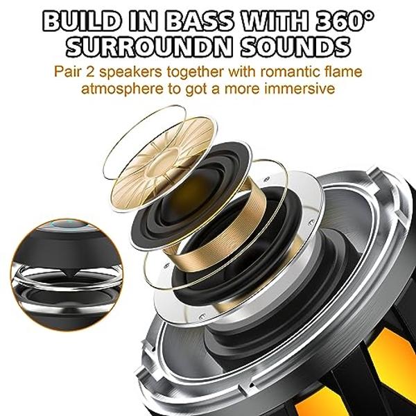 Xpoovv Outdoor Speakers Bluetooth Waterproof,Gifts for Men Women Dad Father,LED Flame Speaker Portable Bluetooth Speakers with Stakes/Poles/Hook Loud Sound 24H Playtime for Patio/P