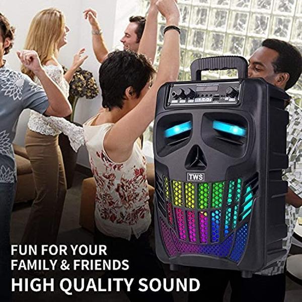 Aesackir Portable Bluetooth Speaker with Subwoofer Wireless Speakers Outdoor/Indoor Big Support Remote Control FM Radio TF Card LED Lights MP3 Player Party for Home Camping iPhone 