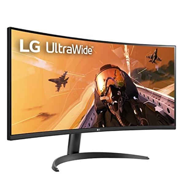 LG 34WP60C-B 34-Inch 21:9 Curved UltraWide QHD (3440x1440) Gaming Computer Monitor with 160Hz sRGB 99% Color Gamut and HDR 10, AMD FreeSync Premium and 3-Side Virtually Borderless 
