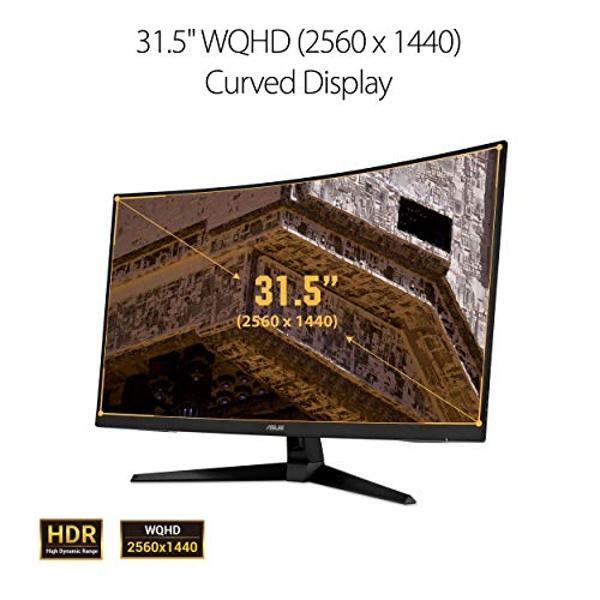 ASUS TUF Gaming 32" 1440P HDR Curved Monitor (VG32VQ1B) - QHD (2560 x 1440), 165Hz (Supports 144Hz), 1ms, Extreme Low Motion Blur, Speaker, FreeSync Premium, VESA Mountable, Displa