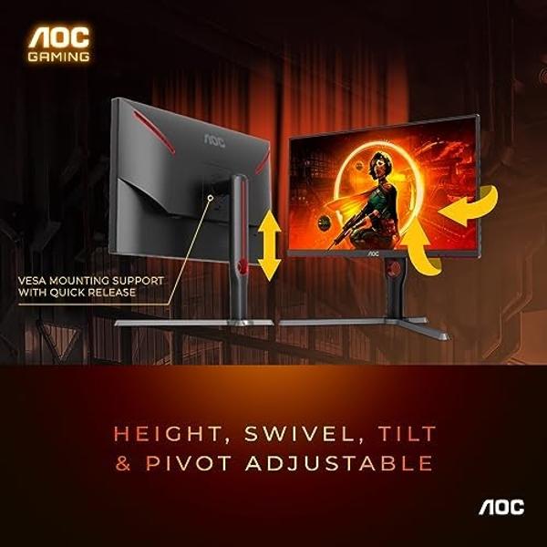 AOC Q27G3XMN 27" 2K QHD Gaming Monitor, 2560x1440, Mini LED, 180Hz, HDMI 2.0 x 1, DisplayPort 1.4 x1, Adaptive Sync, Xbox/PS5/Switch Ready, 3-Year Zero-Bright-dot