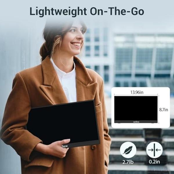 InnoView Portable Monitor, 15.6 Inch FHD 1080P HDMI USB C Second External Monitor for Laptop, Desktop, MacBook, Phones, Tablet, PS5/4, Xbox, Switch, Built-in Speaker with Protectiv