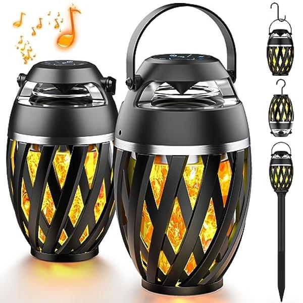 Xpoovv Outdoor Speakers Bluetooth Waterproof,Gifts for Men Women Dad Father,LED Flame Speaker Portable Bluetooth Speakers with Stakes/Poles/Hook Loud Sound 24H Playtime for Patio/P