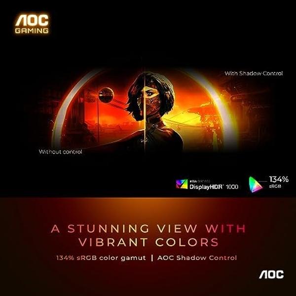 AOC Q27G3XMN 27" 2K QHD Gaming Monitor, 2560x1440, Mini LED, 180Hz, HDMI 2.0 x 1, DisplayPort 1.4 x1, Adaptive Sync, Xbox/PS5/Switch Ready, 3-Year Zero-Bright-dot