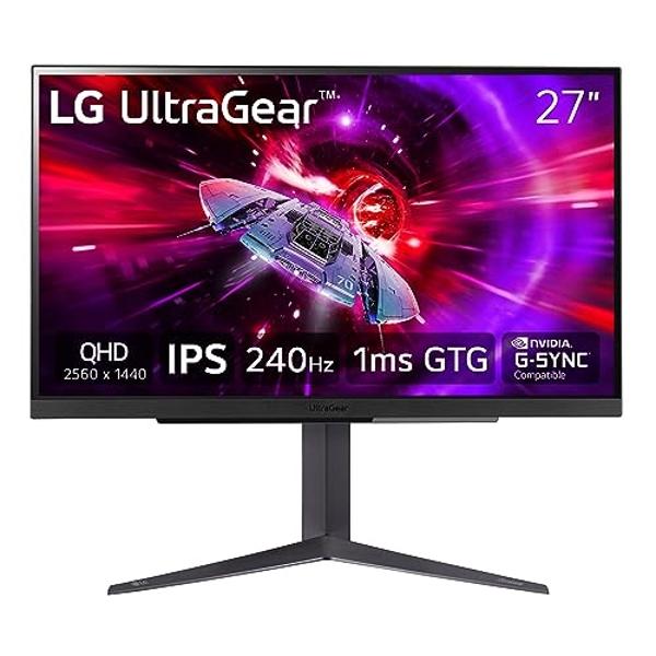 LG 27" UltraGear QHD (2560x1440) Gaming Monitor, 240Hz, 1ms, VESA DisplayHDR 400, G-SYNC and AMD FreeSync Premium, HDMI 2.1, DisplayPort, 4-Pole HP Out DTS HP:X, Tilt/Height/Pivot 
