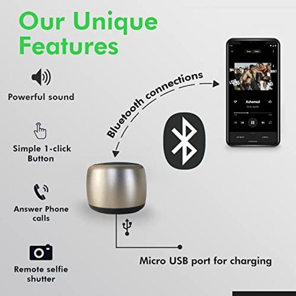 Best Mini Portable Bluetooth Speaker with HD Sound & Bass I Smallest Wireless Bluetooth Speakers for Phone/PC/Tablet I Photo Selfie Button Answer Phone Calls I Cute Tiny Speaker, G