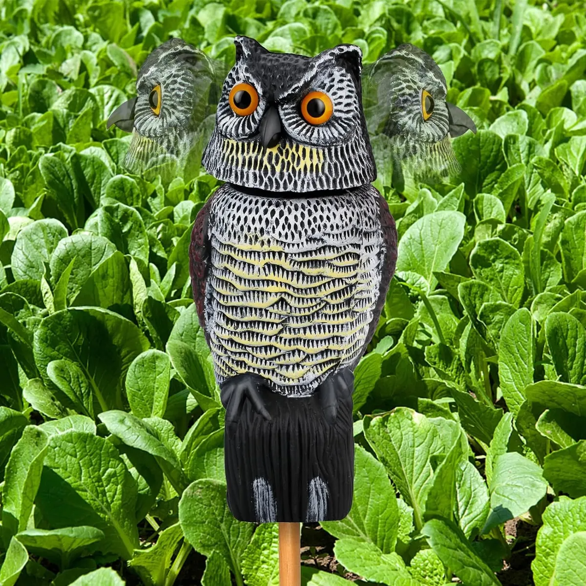 Búho Espantapájaros Con Cabeza Móvil Estatua De Búho