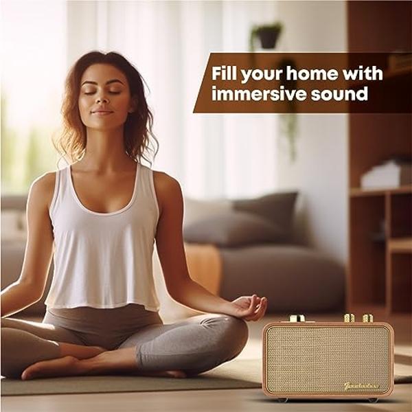 Trenbader Retro Bluetooth Speaker, Wireless Speaker Walnut Wooden Am/Fm Radio with Bluetooth Connection, Electronic for Home, Vintage Birthday Gift Small Vintage Room Decor Party T