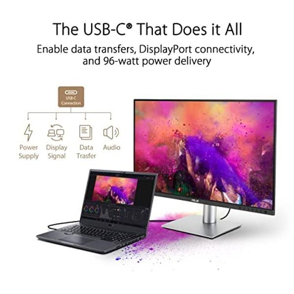 ASUS ProArt Display 27” 4K HDR Professional Monitor (PA279CRV) - IPS, UHD (3840 x 2160), 99% DCI-P3/Adobe RGB, ΔE < 2, Calman Verified, USB-C PD 96W, DisplayPort, Daisy-Chain, Ergo