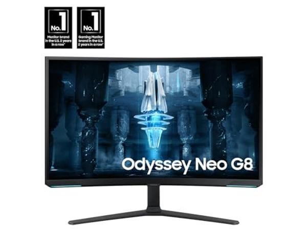 SAMSUNG 32" Odyssey Neo G8 4K UHD 240Hz 1ms G-Sync 1000R Curved Gaming Monitor, Quantum HDR2000, AMD FreeSync Premium Pro, Matte Display, Ultrawide Game View, DisplayPort, Black & 