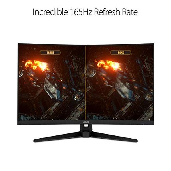 ASUS TUF Gaming 32" 1440P HDR Curved Monitor (VG32VQ1B) - QHD (2560 x 1440), 165Hz (Supports 144Hz), 1ms, Extreme Low Motion Blur, Speaker, FreeSync Premium, VESA Mountable, Displa