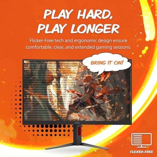 AOC CQ27G3Z 27" Curved Gaming Monitor, QHD 2K 2560x1440, 1000R VA, 240Hz 0.5ms, FreeSync Premium, Height Adjustable Stand, Xbox PS5 Switch, 3-Year Zero-Bright-dot,Black