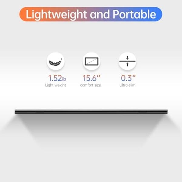 ForHelp 15.6inch Portable Monitor,1080P USB-C HDMI Second External Monitor for Laptop,PC,Mac Phone,PS,Xbox,Swich,IPS Ultra-Thin Zero Frame Gaming Display/Premium Smart Cover