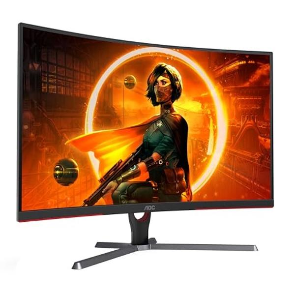 AOC CQ27G3Z 27" Curved Gaming Monitor, QHD 2K 2560x1440, 1000R VA, 240Hz 0.5ms, FreeSync Premium, Height Adjustable Stand, Xbox PS5 Switch, 3-Year Zero-Bright-dot,Black