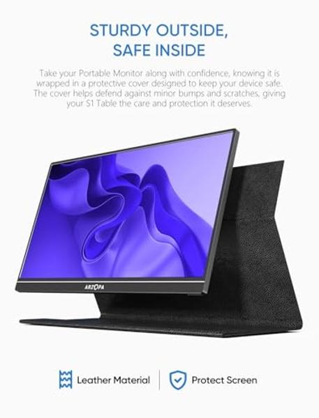 ARZOPA Portable Monitor, 15.6'' 1080P FHD Laptop Monitor USB C HDMI Computer Display HDR Eye Care External Screen w/Smart Cover for Mac Phone Xbox Switch PS5-S1 Table