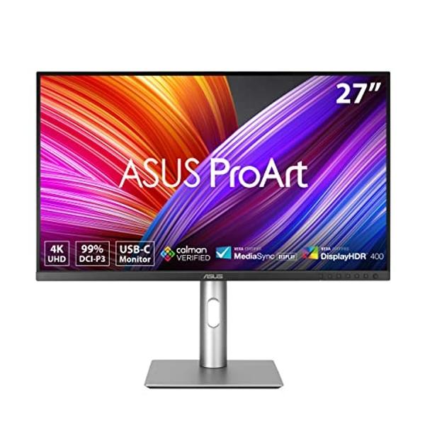 ASUS ProArt Display 27” 4K HDR Professional Monitor (PA279CRV) - IPS, UHD (3840 x 2160), 99% DCI-P3/Adobe RGB, ΔE < 2, Calman Verified, USB-C PD 96W, DisplayPort, Daisy-Chain, Ergo