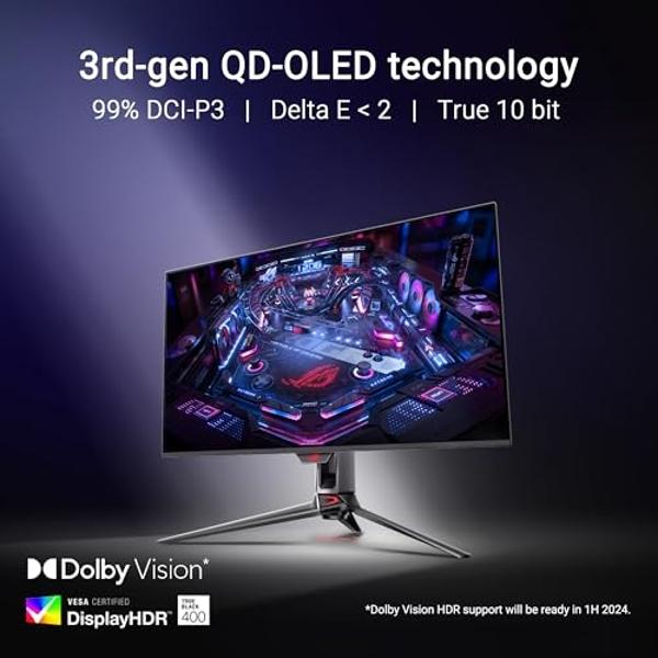 ASUS ROG Swift 32” 4K OLED Gaming Monitor (PG32UCDM) - UHD (3840 x 2160), QD-OLED, 240Hz, 0.03ms, G-SYNC Compatible, Custom Heatsink, Graphene Film, 99% DCI-P3, True 10-bit, 90W US