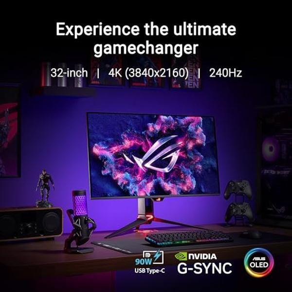 LG 32GS95UE 32-inch Ultragear OLED Dual Mode Gaming Monitor 4K UHD 1440p 240Hz 0.03ms AMD FreeSync Premium Pro NVIDIA G-Sync HDMI 2.1 DisplayPort Tilt/Height/Swivel Stand Black